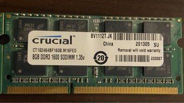 CRUCIAL 16GB RAM DDR3 1600 SODIMM 1.35V (2KOSCI)
