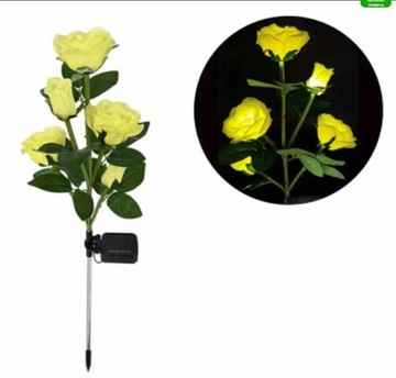 Róża żółta LED solar x5