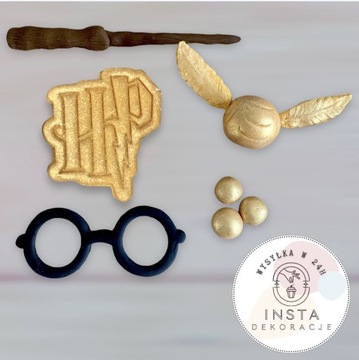 Figurka Harry Potter z masy cukrowej różdżka znicz