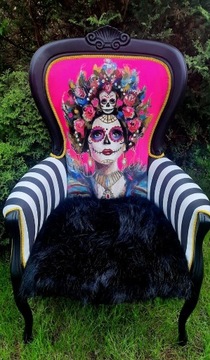 Recznie malowany fotel meksykanska smierc