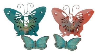 2 Świeczniki Kształt Motyla + Świeczki Motyl