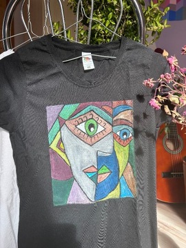 Art T-shirt ręcznie malowany rozmiar vintage  36 S