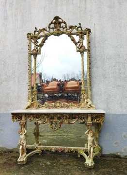 Konsola z lustrem włoska figuralna ANIOŁKI