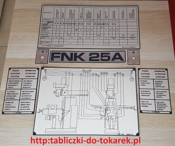 Frezarka TOS FNK 25 A Tabliczka Tabliczki Tabela 