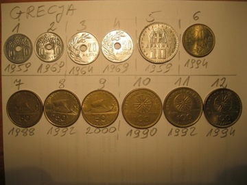 Grecja, monety różne nominały i roczniki.