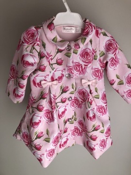 Płaszcz dziecięcy różowy w kwiaty przejściowy 68