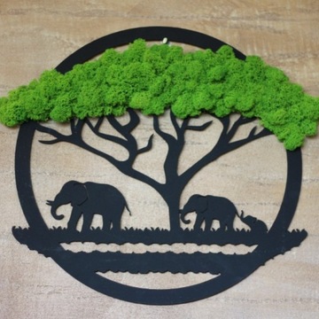 Drzewko prezent mech obraz słonie dekoracja 40cm