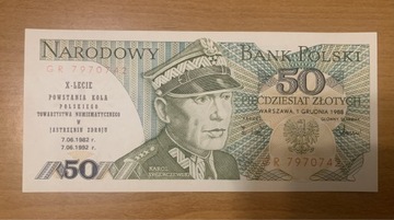 50 ZŁ  1988 rok  banknot PRL