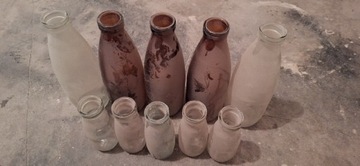 PRL butelki po mleku i śmietanie