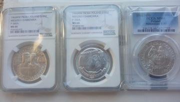 Zestaw Mieszko Dąbrówka grading ngc, pcgs 