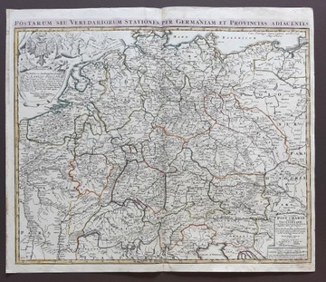 Homann Śląsk Europa Środkowa mapa pocztowa 1720
