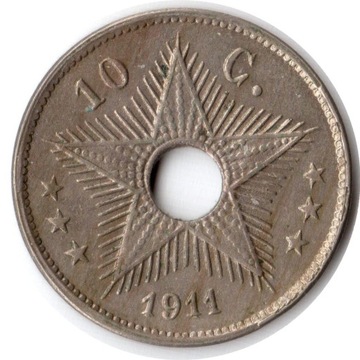 Kongo Belgijskie 10 centymów 1911, KM#18