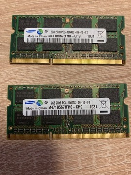 Pamięć Ram Laptop 2x2GB 2Rx8 PC3-10600S-09-10-F2