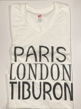 Paris London Tiburon t-shirt small biała koszulka