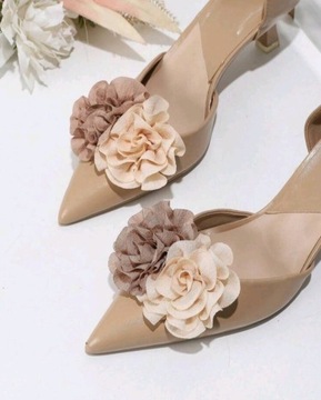 Klipsy do butów kwiat kwiaty duo ozdoba czółenka szpilki sandały damskie 