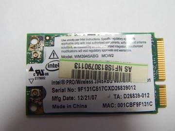 Wi-fi miniPCIe Intel Pro Wireless WM3945ABG MOW2