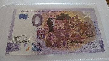 Banknot 0 euro ręcznie malowane rocznica bitwy war