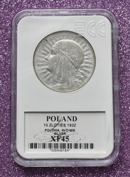 10 ZŁ 1932 GŁOWA KOBIETY XF 45 SREBRO