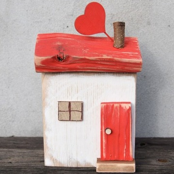 Domek z drewna Dekoracja Prezent Walentynki