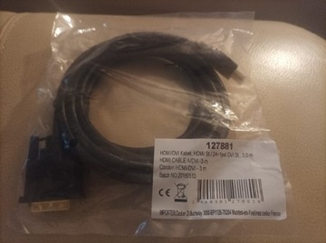 Kabel przewód HDMI DVI 3metrowy czarny 