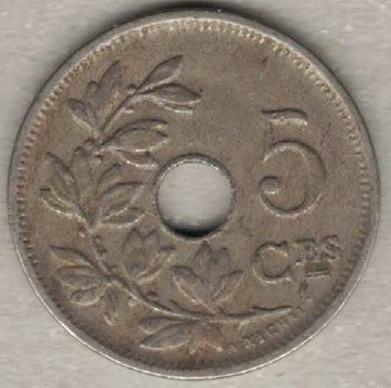 Belgia 5 centymów centimes 1925 Q 19 mm nr 3