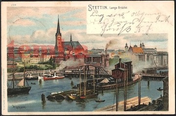 SZCZECIN Stettin Lange  Brucke Most Długi 1900