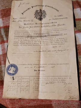 Suplement do polisy ubezpieczeniowej Posen 1909