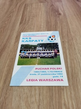 Program meczowy Karpaty Krosno Legia Warszawa 1992