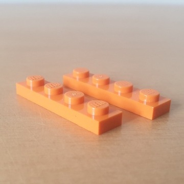 LEGO płytka 1x4 pomarańczowa  3710  NOWA  2 szt.