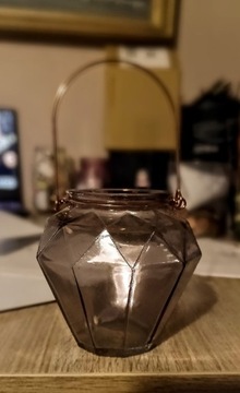 Lampion na małe lighty. Fiolet. Na pałąku. W kształcie diamentu.