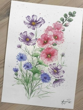 Obraz polne kwiaty akwarele 21x29,7cm