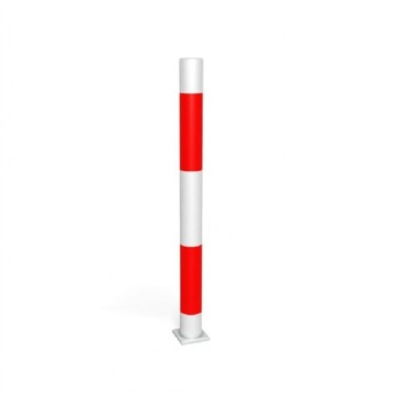 Słupek parkingowy 76,1 mm biało-czerwony