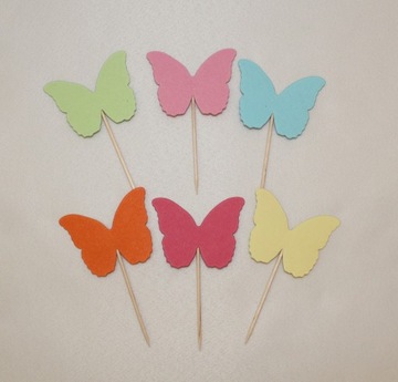 6x Pikery na urodziny imprezę kolorowe motyle 