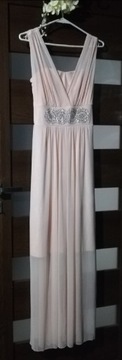 Długa suknia na wesele 32/34 XS pudrowy róż