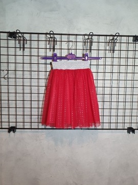 tiulowa spódniczka czerwona z brokatem roz. L