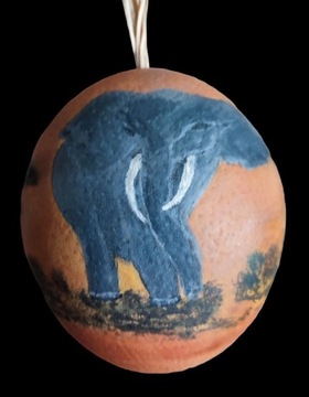 Jajo strusia malowane, słoń ,Afryka, rękodzieło 