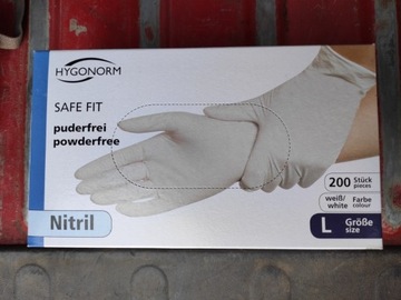 Rękawiczki nitrylowe bezpudrowe białe 200 sztuk L