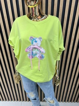 Bluza dresowa damska oversize Bear limonka nowość 