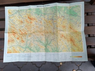 Mapa turystyczna Beskid Niski 1972 r. PRL