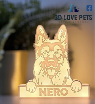 Lampka 3D Love Owczarek Niemiecki pies (imię psa)