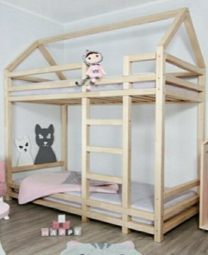 Łóżko piętrowe dziecięce domek 90x200x230