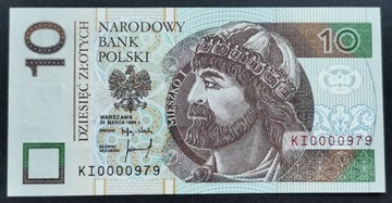 10 zl. 1994 r. seria KI niski numer stan II