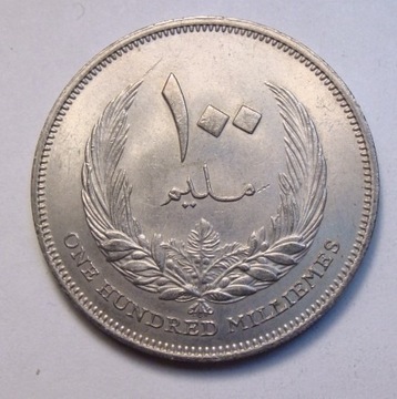 Libia , 100 milliemes 1965 r. UNC