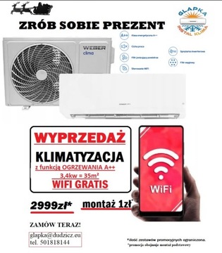 Klimatyzator ścienny WEBER Q 3,4 WiFi z montażem