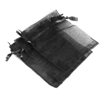 Woreczki z organzy - Czarne - 50 szt 10x15cm