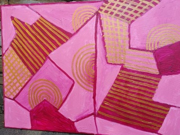 Abstrakcja rozowa akryl.