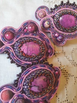 Komplet biżuterii sutasz, agaty purpurowe