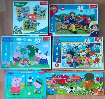 Puzzle 2+/3+ Psi Patrol, Strażak Sam, Świnka Peppa