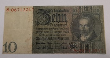Banknot 10 marek niemieckich 1929r 