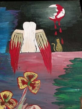 Anioł ręcznie malowany akwarelami na płótnie 